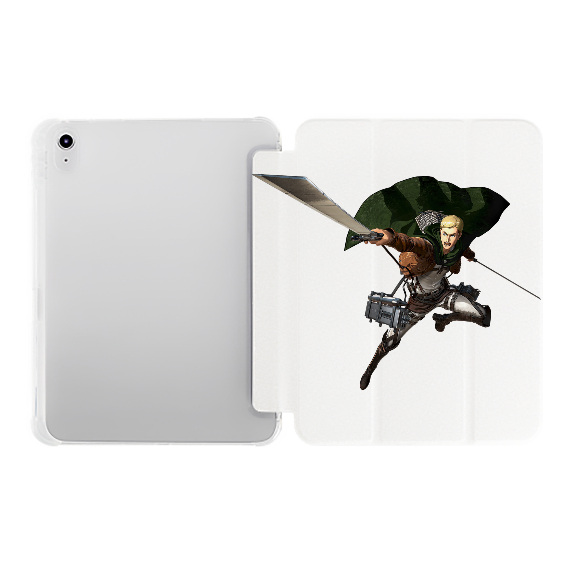 （画像用） 進撃の巨人 エルヴィン・スミス Attack on Titan Erwin Smith IPad ケース ペン収納付き 三つ折りスタンド PUレザー×シリコン 対応機種9.5/10.5/10.9インチ